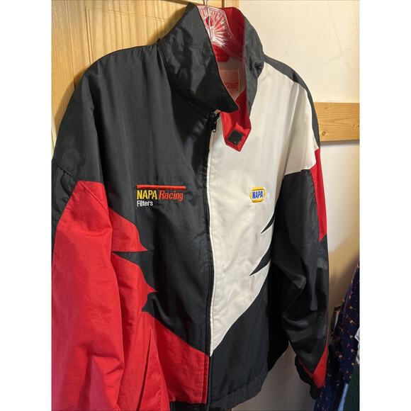 Speed Zone VTG Windbreaker Men L Jacket Red Black Shark Tooth Napa Racing Filter - Picture 2 of 13